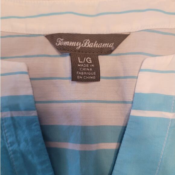 Tommy Bahama Aqua Blue Seaside Stripe Sleeveless Tunic Top Sz L EUC (40" Chest) - Picture 8 of 10